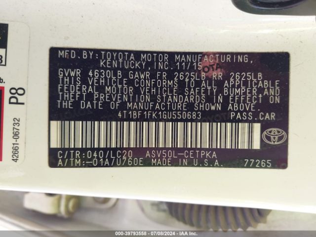 Photo 8 VIN: 4T1BF1FK1GU550683 - TOYOTA CAMRY 