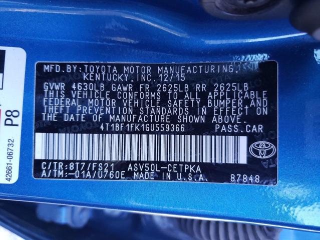 Photo 11 VIN: 4T1BF1FK1GU559366 - TOYOTA CAMRY 