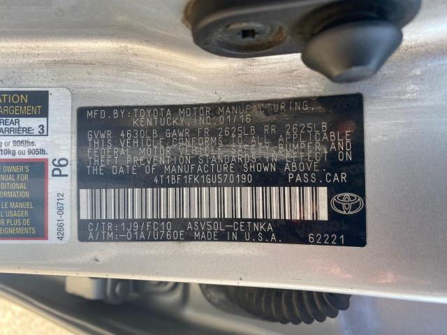 Photo 9 VIN: 4T1BF1FK1GU570190 - TOYOTA CAMRY LE 