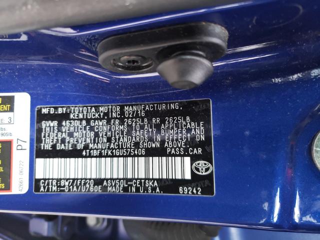 Photo 9 VIN: 4T1BF1FK1GU575406 - TOYOTA CAMRY LE 