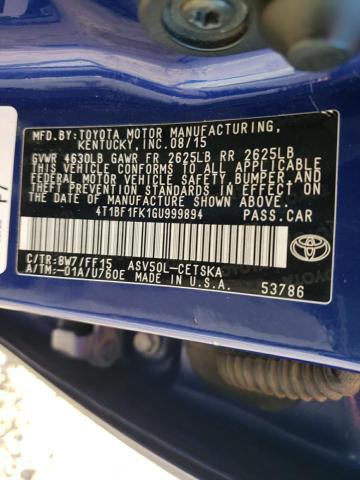 Photo 11 VIN: 4T1BF1FK1GU999894 - TOYOTA CAMRY 