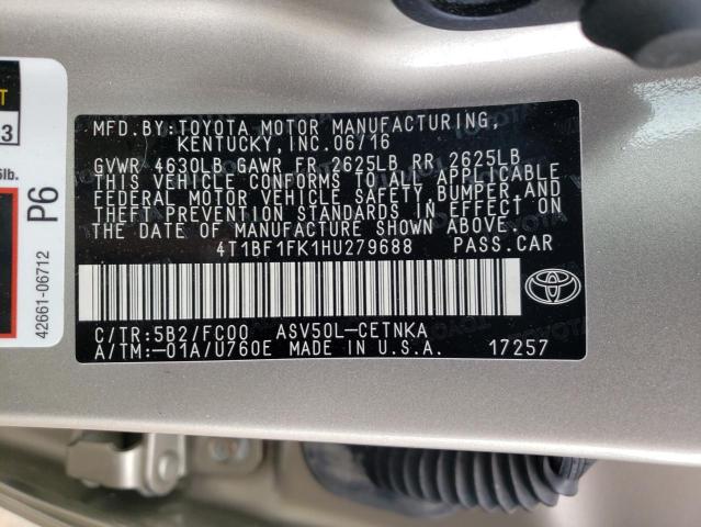 Photo 12 VIN: 4T1BF1FK1HU279688 - TOYOTA CAMRY 