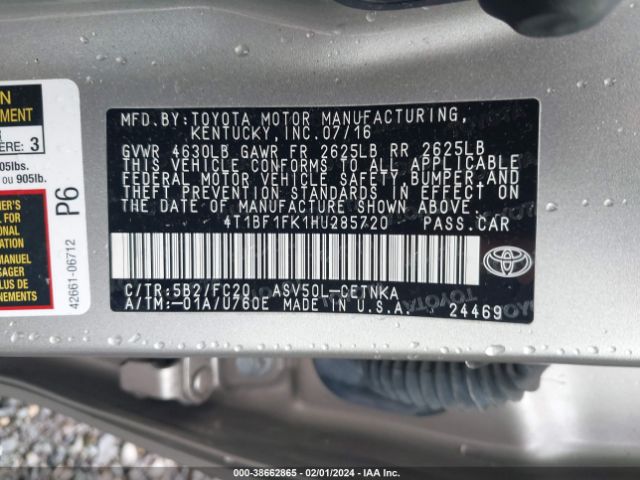 Photo 8 VIN: 4T1BF1FK1HU285720 - TOYOTA CAMRY 