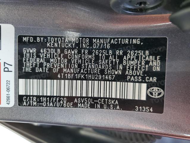 Photo 12 VIN: 4T1BF1FK1HU291467 - TOYOTA CAMRY 