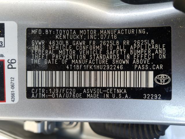 Photo 9 VIN: 4T1BF1FK1HU292246 - TOYOTA CAMRY LE 