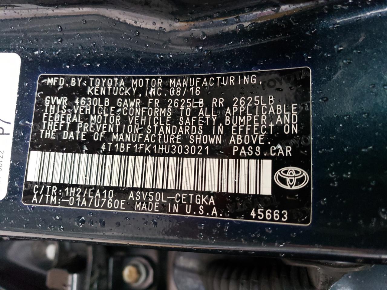 Photo 12 VIN: 4T1BF1FK1HU303021 - TOYOTA CAMRY 