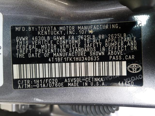 Photo 9 VIN: 4T1BF1FK1HU340635 - TOYOTA CAMRY LE 