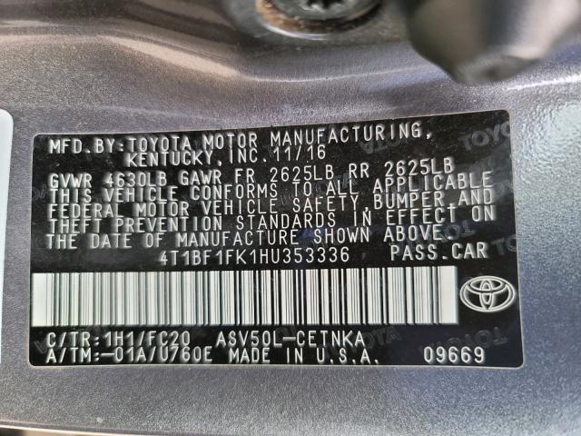 Photo 9 VIN: 4T1BF1FK1HU353336 - TOYOTA CAMRY LE 