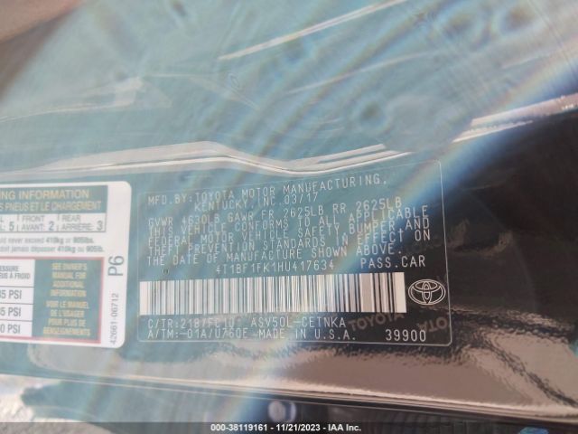 Photo 8 VIN: 4T1BF1FK1HU417634 - TOYOTA CAMRY 