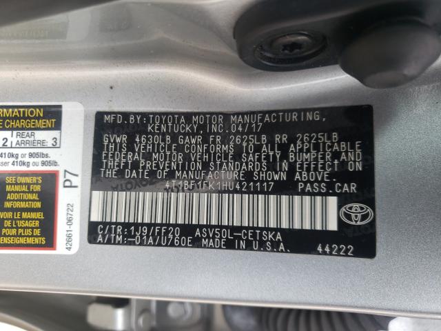 Photo 9 VIN: 4T1BF1FK1HU421117 - TOYOTA CAMRY LE 