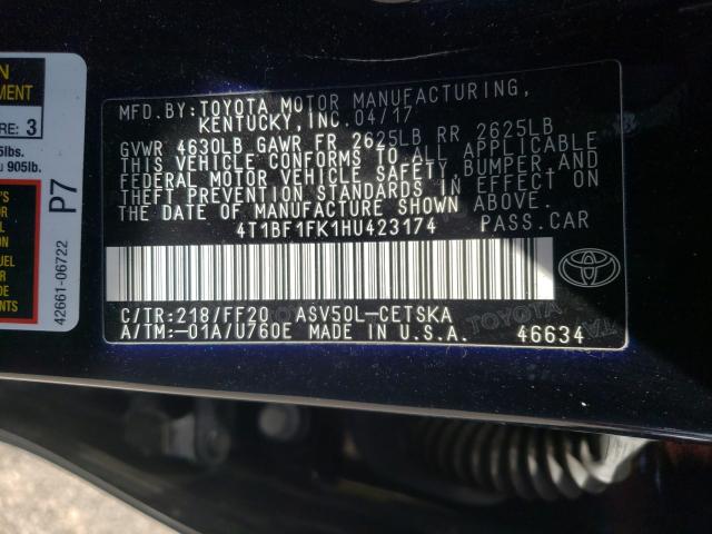 Photo 9 VIN: 4T1BF1FK1HU423174 - TOYOTA CAMRY LE 