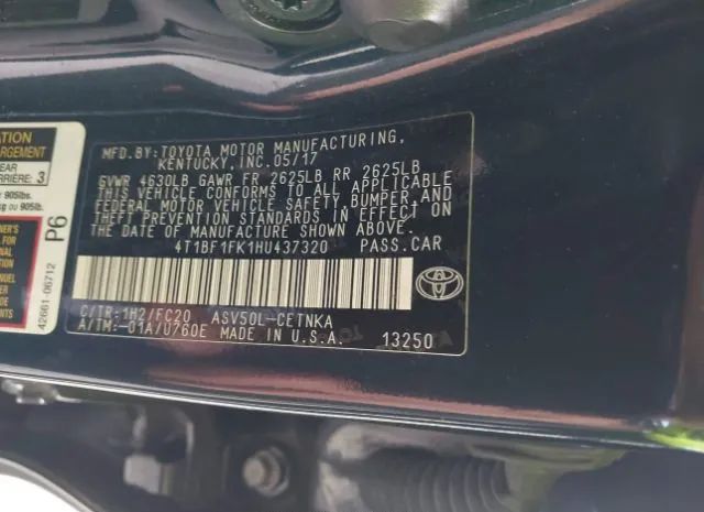 Photo 8 VIN: 4T1BF1FK1HU437320 - TOYOTA CAMRY 