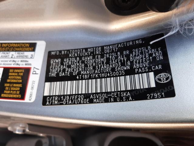 Photo 9 VIN: 4T1BF1FK1HU450035 - TOYOTA CAMRY LE 