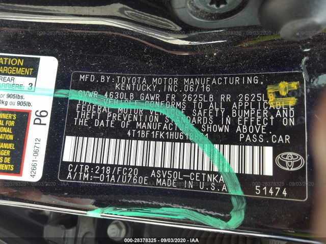 Photo 8 VIN: 4T1BF1FK1HU618871 - TOYOTA CAMRY 