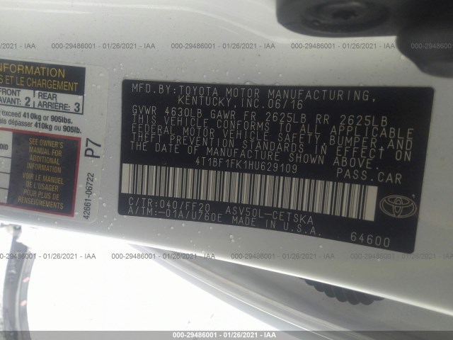 Photo 8 VIN: 4T1BF1FK1HU629109 - TOYOTA CAMRY 