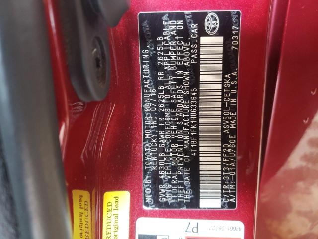 Photo 11 VIN: 4T1BF1FK1HU633645 - TOYOTA CAMRY 