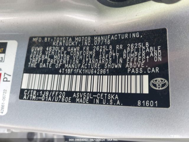 Photo 8 VIN: 4T1BF1FK1HU642961 - TOYOTA CAMRY 