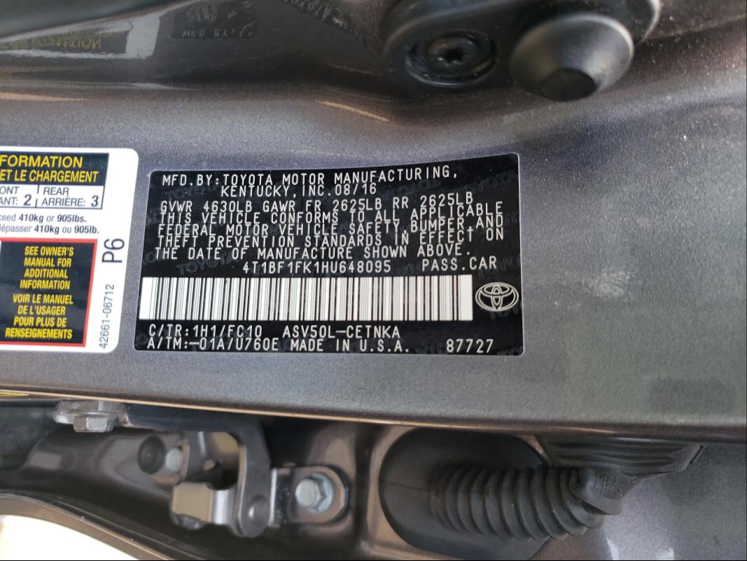 Photo 9 VIN: 4T1BF1FK1HU648095 - TOYOTA CAMRY 