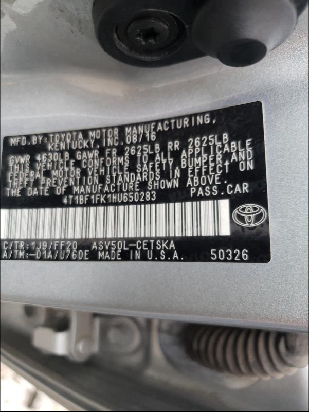 Photo 9 VIN: 4T1BF1FK1HU650283 - TOYOTA CAMRY 