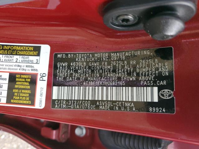 Photo 12 VIN: 4T1BF1FK1HU682165 - TOYOTA CAMRY 