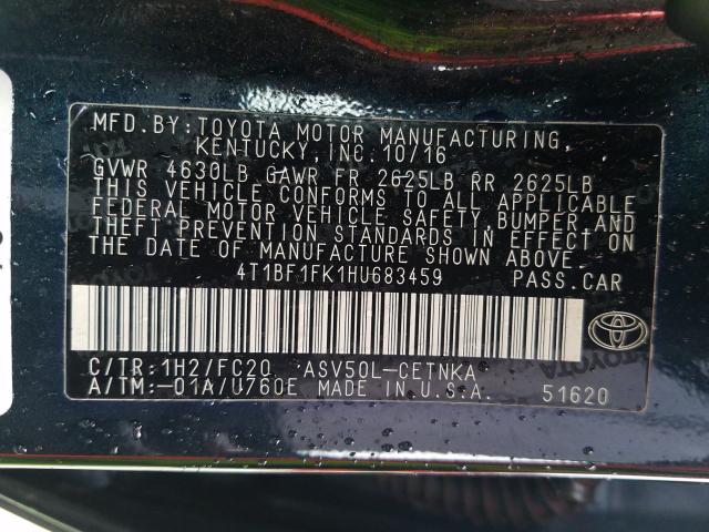 Photo 9 VIN: 4T1BF1FK1HU683459 - TOYOTA CAMRY 