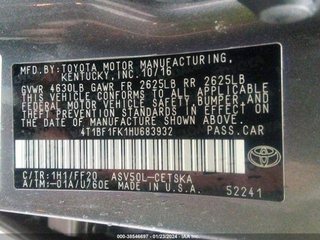 Photo 8 VIN: 4T1BF1FK1HU683932 - TOYOTA CAMRY 