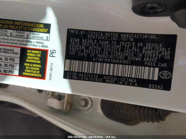 Photo 8 VIN: 4T1BF1FK1HU691657 - TOYOTA CAMRY 