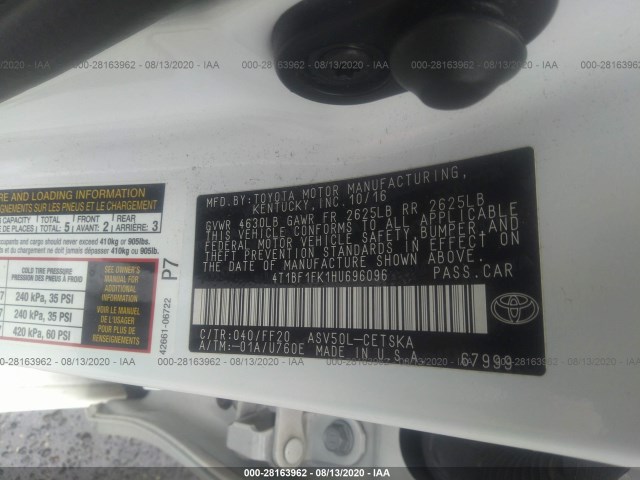 Photo 8 VIN: 4T1BF1FK1HU696096 - TOYOTA CAMRY 