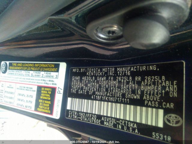 Photo 8 VIN: 4T1BF1FK1HU717111 - TOYOTA CAMRY 