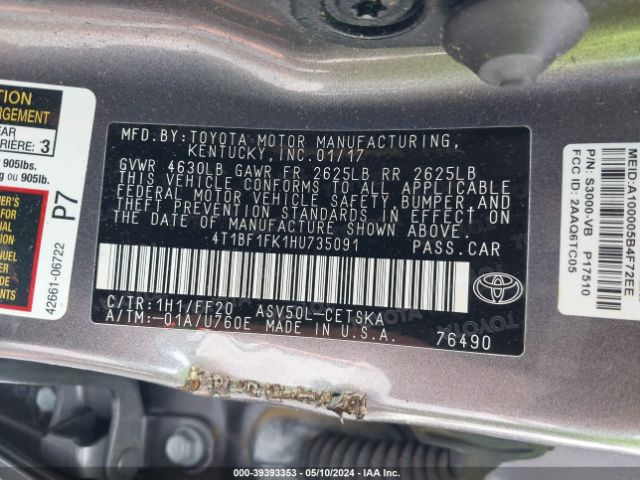 Photo 8 VIN: 4T1BF1FK1HU735091 - TOYOTA CAMRY 