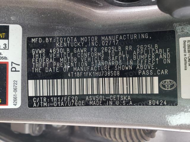 Photo 9 VIN: 4T1BF1FK1HU738508 - TOYOTA CAMRY LE 