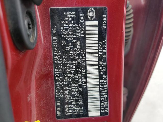 Photo 12 VIN: 4T1BF1FK1HU742428 - TOYOTA CAMRY LE 