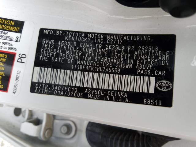 Photo 9 VIN: 4T1BF1FK1HU745569 - TOYOTA CAMRY LE 