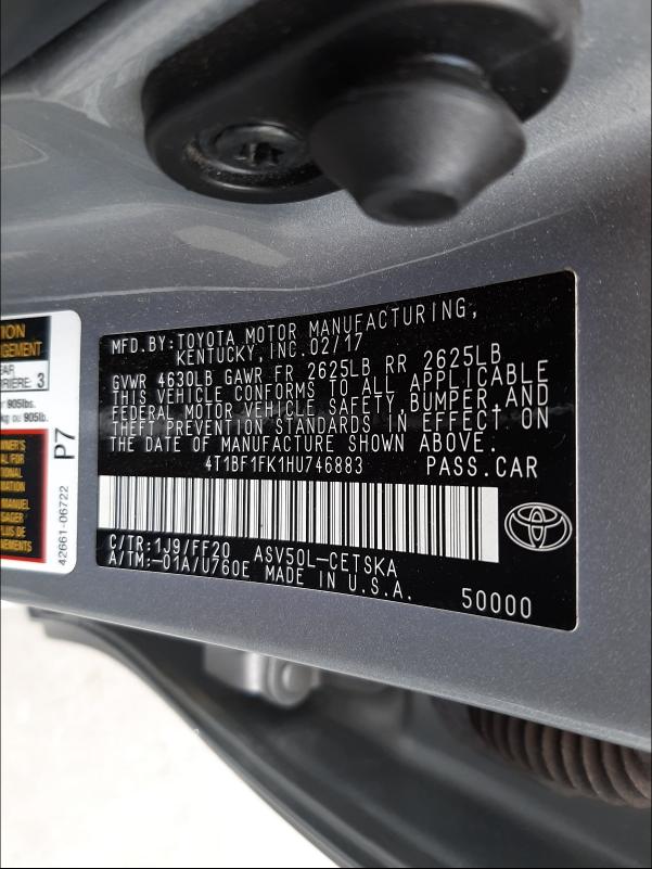 Photo 9 VIN: 4T1BF1FK1HU746883 - TOYOTA CAMRY LE 