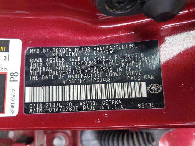 Photo 11 VIN: 4T1BF1FK1HU763408 - TOYOTA CAMRY LE 