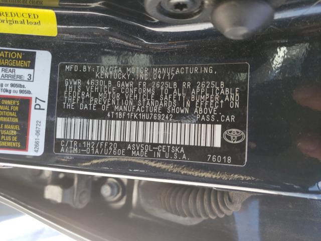 Photo 9 VIN: 4T1BF1FK1HU769242 - TOYOTA CAMRY LE 