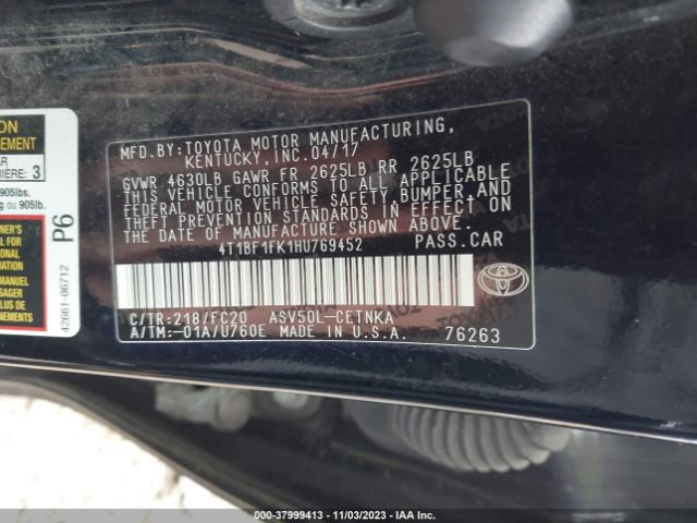 Photo 8 VIN: 4T1BF1FK1HU769452 - TOYOTA CAMRY 