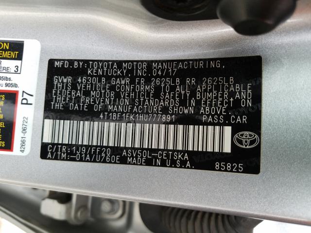 Photo 9 VIN: 4T1BF1FK1HU777891 - TOYOTA CAMRY 