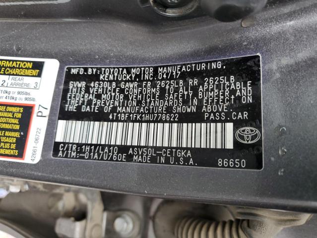 Photo 12 VIN: 4T1BF1FK1HU778622 - TOYOTA CAMRY 