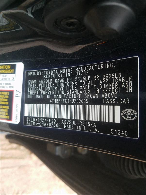 Photo 9 VIN: 4T1BF1FK1HU782685 - TOYOTA CAMRY LE 