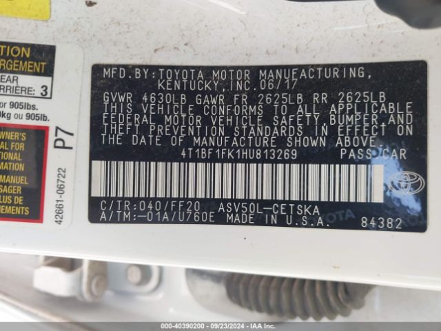 Photo 8 VIN: 4T1BF1FK1HU813269 - TOYOTA CAMRY 