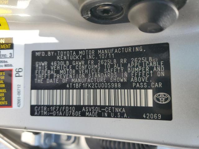 Photo 11 VIN: 4T1BF1FK2CU005988 - TOYOTA CAMRY 