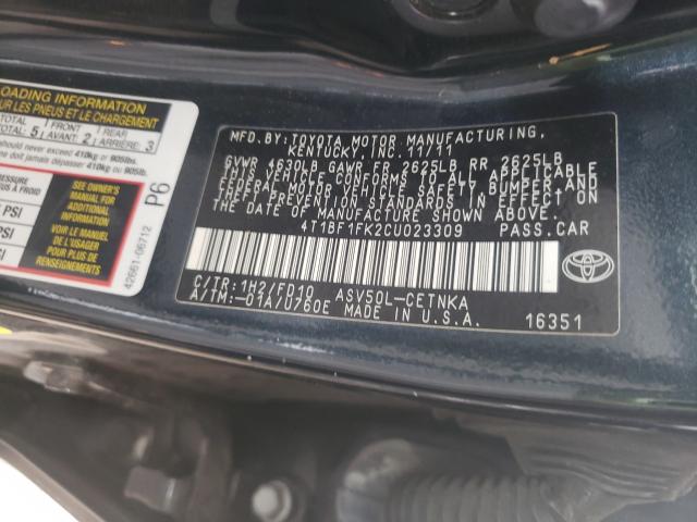 Photo 9 VIN: 4T1BF1FK2CU023309 - TOYOTA CAMRY BASE 