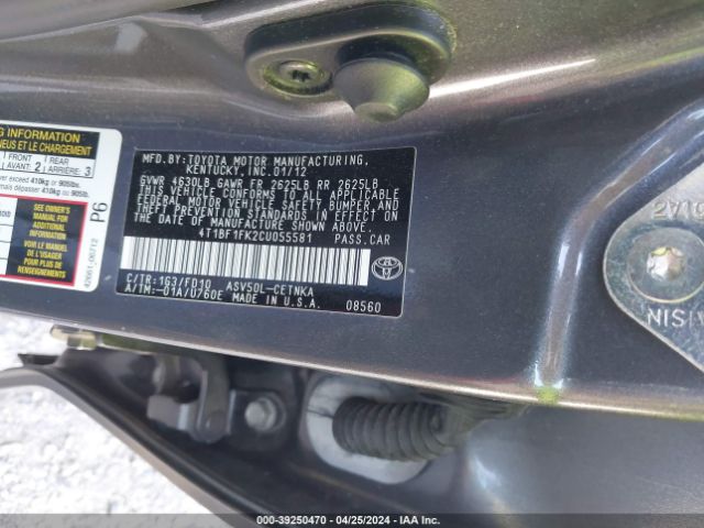 Photo 8 VIN: 4T1BF1FK2CU055581 - TOYOTA CAMRY 