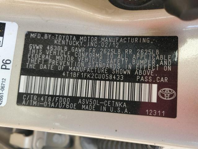 Photo 12 VIN: 4T1BF1FK2CU058433 - TOYOTA CAMRY 