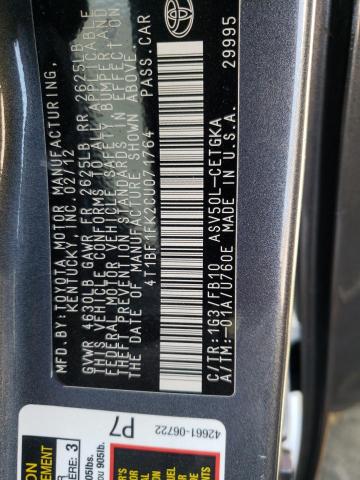 Photo 9 VIN: 4T1BF1FK2CU071764 - TOYOTA CAMRY BASE 