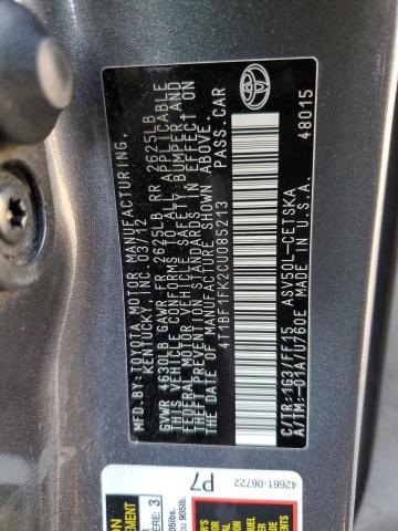 Photo 12 VIN: 4T1BF1FK2CU085213 - TOYOTA CAMRY BASE 