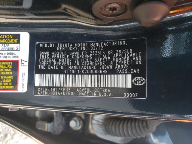 Photo 11 VIN: 4T1BF1FK2CU086698 - TOYOTA CAMRY BASE 