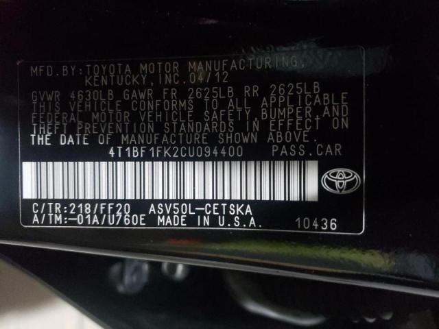 Photo 9 VIN: 4T1BF1FK2CU094400 - TOYOTA CAMRY BASE 