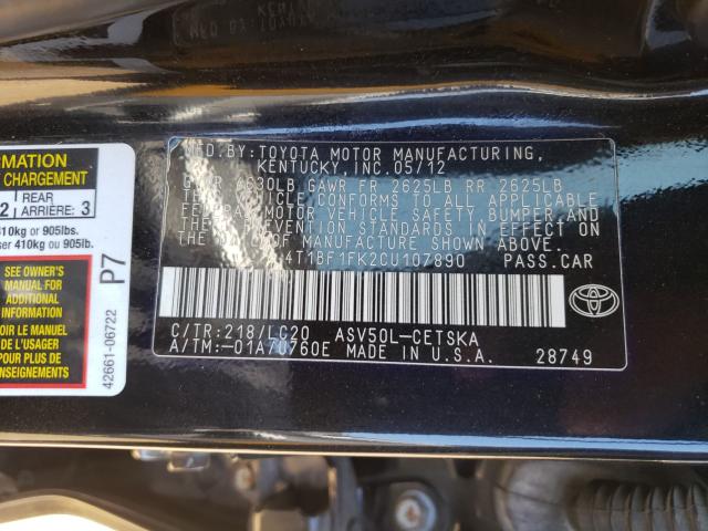 Photo 9 VIN: 4T1BF1FK2CU107890 - TOYOTA CAMRY BASE 